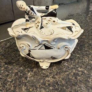 Vintage Japan Ceramic Clown Trinket Box